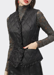 DIY Black Ruffled Button Duck Down Winter-Daunenweste