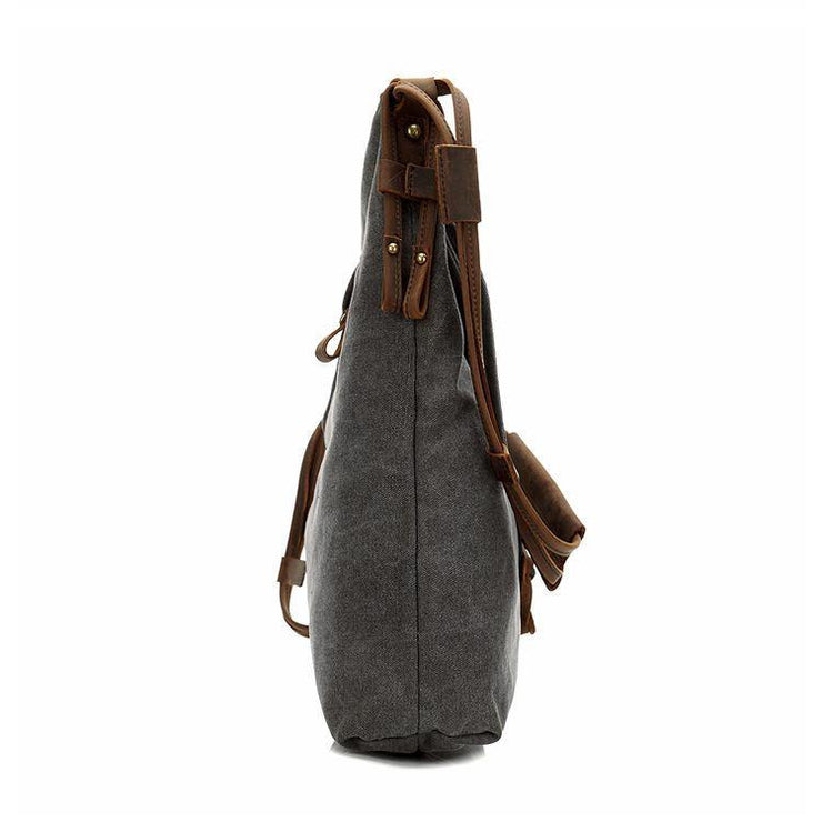 DIY Vintage Women dark gray Crossbody Bag - SooLinen