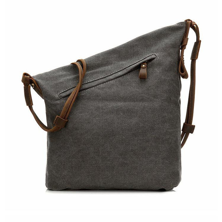 DIY Vintage Women dark gray Crossbody Bag - SooLinen