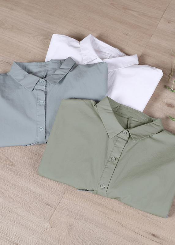DIY White Spring Long Shirts Shirt Tops Long sleeve - SooLinen