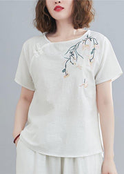 DIY Yellow Oriental Cotton Linen Summer Tops - SooLinen