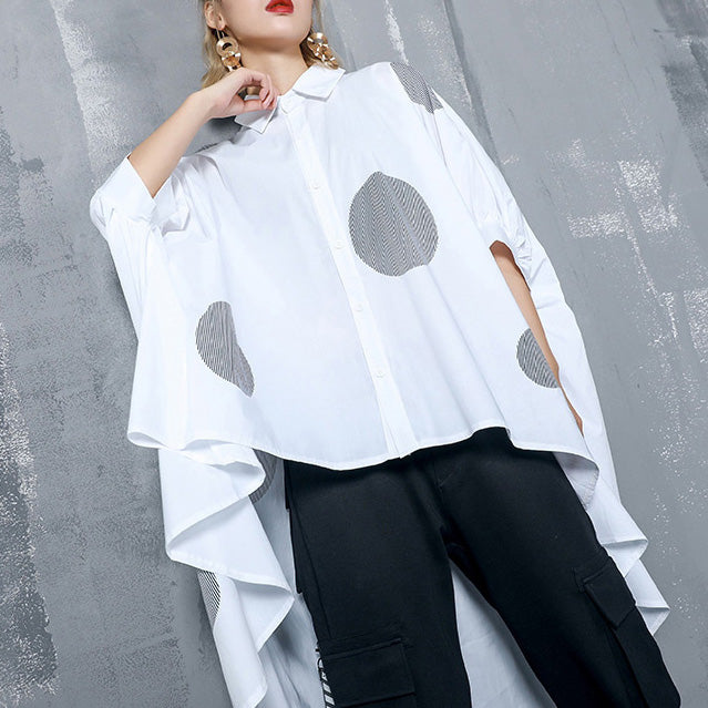 DIY asymmetric cotton clothes For Women 2025 Work Outfits whirt dotted oversized top