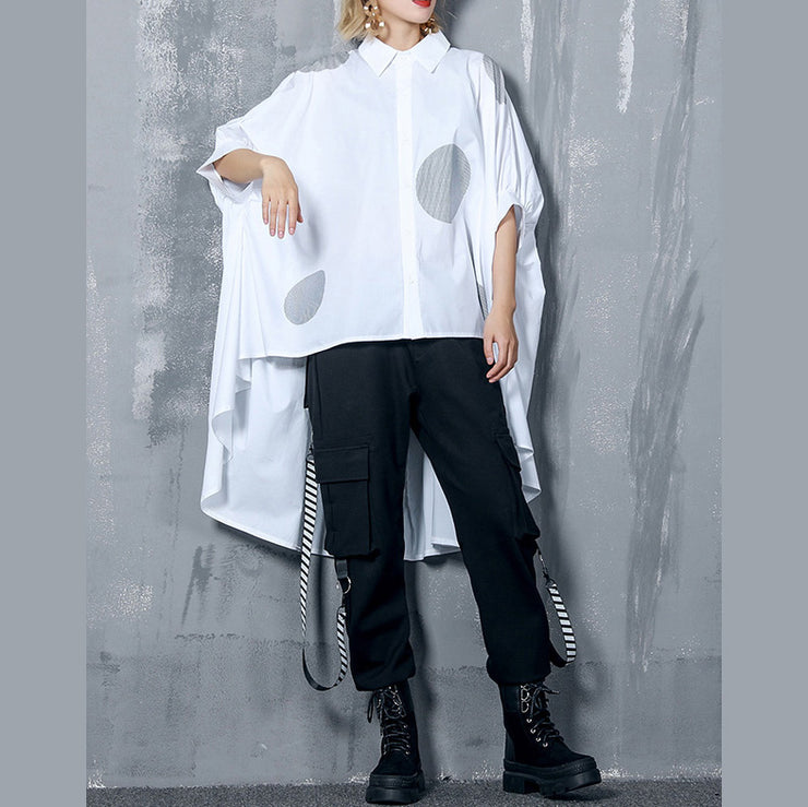 DIY asymmetric cotton clothes For Women 2025 Work Outfits whirt dotted oversized top
