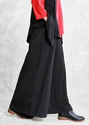 DIY black pants Thinelastic waist asymmetric pattern pants - SooLinen