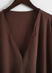 DIY chocolate silk Robes Pakistani Sewing v neck Kaftan summer Dresses - SooLinen