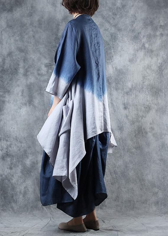 DIY gray blue Gradient color Fine outfit Fabrics fall asymmetric coats - SooLinen