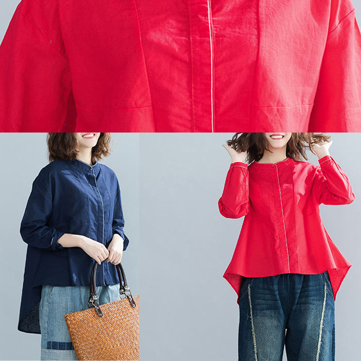 DIY marineblaue Baumwollkleidung für Damenboutique Stoffe Stehkragen übergroße Oberteile