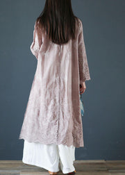 DIY purple cotton clothes For Women stand collar Butterfly Sleeve Traveling summer Dresses - SooLinen