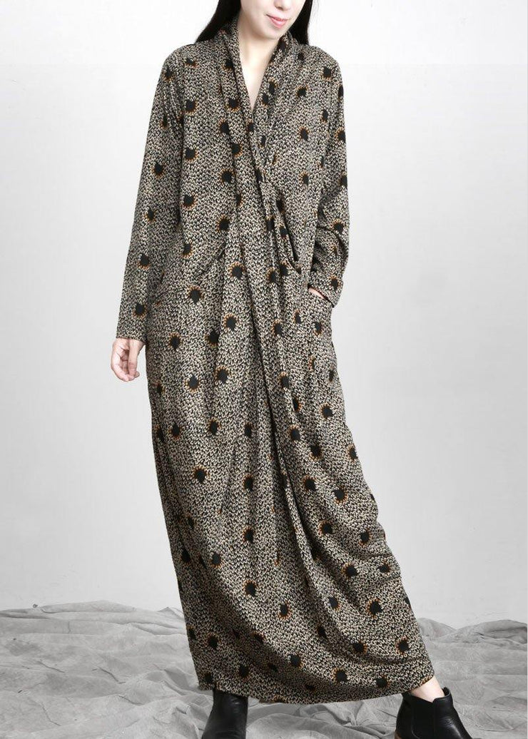 Diy Black Jacquard Pockets Long Sleeve Fall Maxi Dress - SooLinen