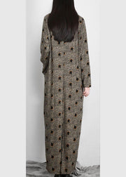 Diy Black Jacquard Pockets Long Sleeve Fall Maxi Dress - SooLinen