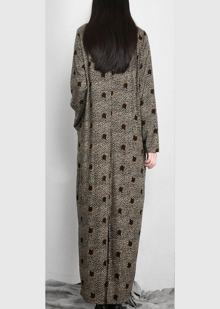 Diy Black Jacquard Pockets Long Sleeve Fall Maxi Dress - SooLinen