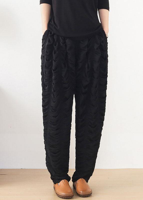 Diy Chocolate Wrinkled Pockets Harem Pants Fall - SooLinen
