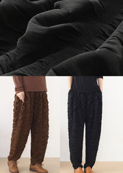 Diy Chocolate Wrinkled Pockets Harem Pants Fall - SooLinen