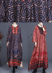 Diy Red Print Oriental asymmetrical design Dresses Summer Spring - SooLinen
