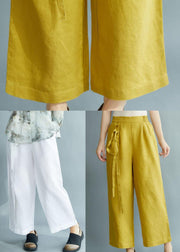 Diy White Loose Wide Leg Fall Asymmetrical Design Pants - SooLinen