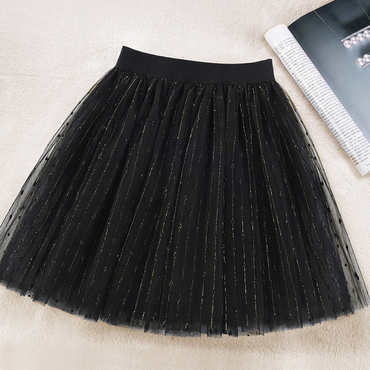 Elegant Black A Line tulle Sequins Skirts Summer