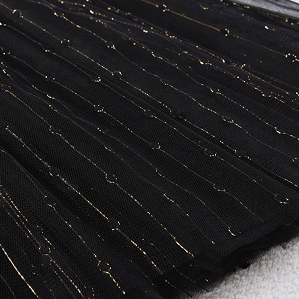 Elegant Black A Line tulle Sequins Skirts Summer