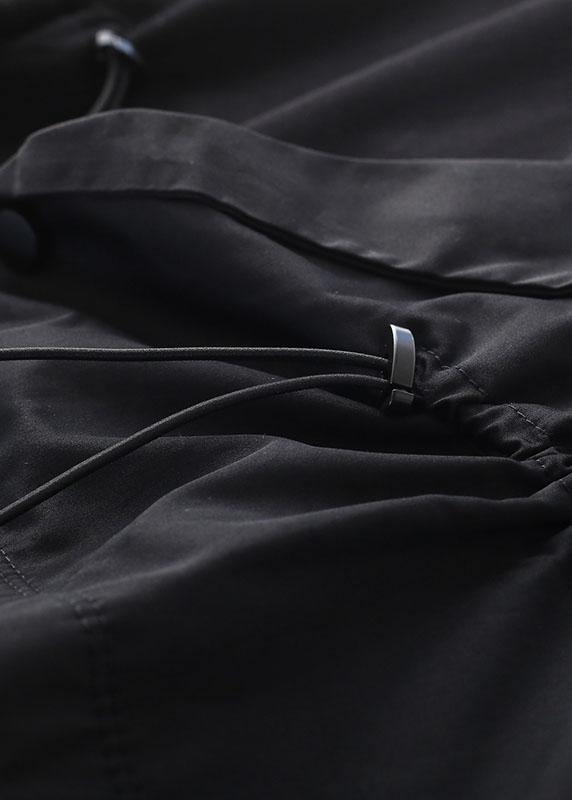 Elegant Black O-Neck Asymmetrical Design Cinched Sweatshirt Streetwear - SooLinen