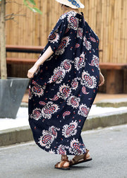 Elegant Floral Summer Dresses Long Cotton Caftans Plus Size - SooLinen