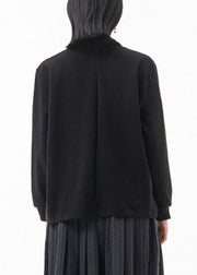 Elegantes schwarzes Stehkragen-Patchwork-Sweatshirt Top Spring