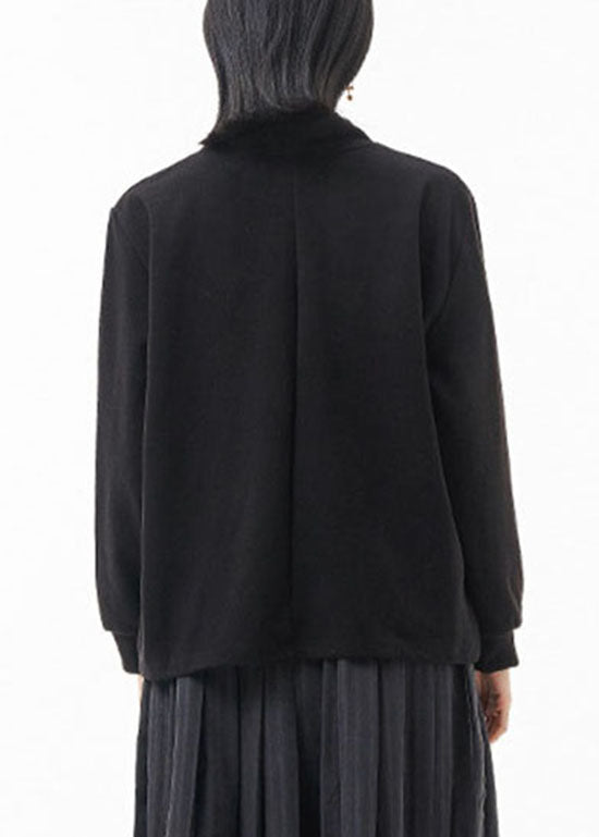 Elegantes schwarzes Stehkragen-Patchwork-Sweatshirt Top Spring