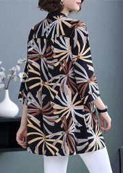 Elegante schwarze Chiffon-Damenhemden mit Stehkragen und Armband