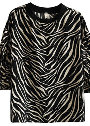 Elegant Black Striped Striped Spring Blouses - SooLinen