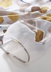 Elegante Khaki-Patchwork-Blusen mit seitlich offenem Druck und O-Ausschnitt, halbe Ärmel