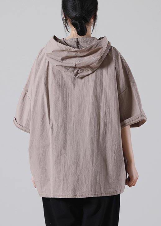 Elegant Khaki low high design Cotton Summer Shirt - SooLinen