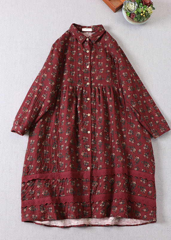 Elegantes Feiertagskleid aus Baumwolle mit Maulbeerdruckknopf und Frühling