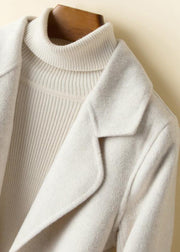 Elegant Notched pockets Fashion tunic coat beige Art outwears - SooLinen
