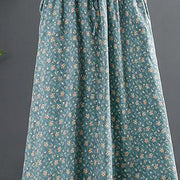Elegant Peter Pan Collar Dresses Tops Blue Print Robe Dresses - SooLinen
