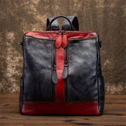 Elegant Surroundings Casual Travel yellow Color Matching Leather Backpack - SooLinen