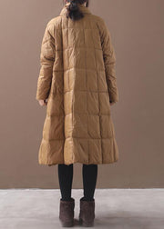 Elegant khaki winter parkas casual winter jacket hooded outwear thick - SooLinen
