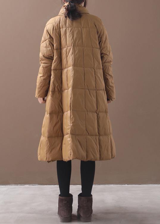 Elegant khaki winter parkas casual winter jacket hooded outwear thick - SooLinen