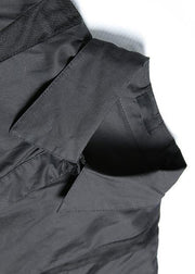 Elegant patchwork tulle cotton tunic pattern Sewing black loose Dress lapel - SooLinen