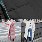 Elegant trendy plus size winter jacket overcoat white o neck pockets down coat winter - SooLinen