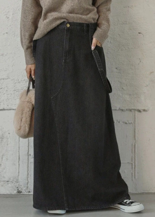Fashion Black Asymmetrical Design Cotton Straps A Line Skirts Summer