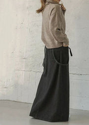 Fashion Black Asymmetrical Design Cotton Straps A Line Skirts Summer