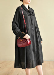 Fashion Black Peter Pan Collar Summer Holiday Dress - SooLinen