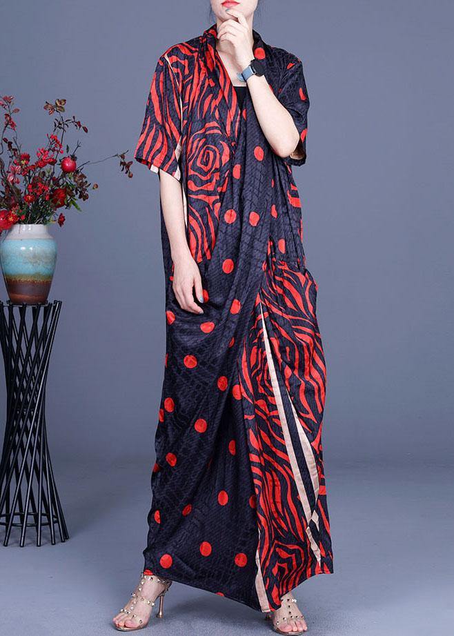 Fashion Khaki Print asymmetrical design Chiffon Dresses Summer - SooLinen
