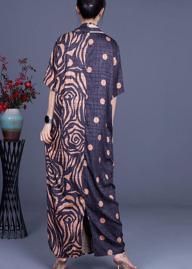 Fashion Khaki Print asymmetrical design Chiffon Dresses Summer - SooLinen