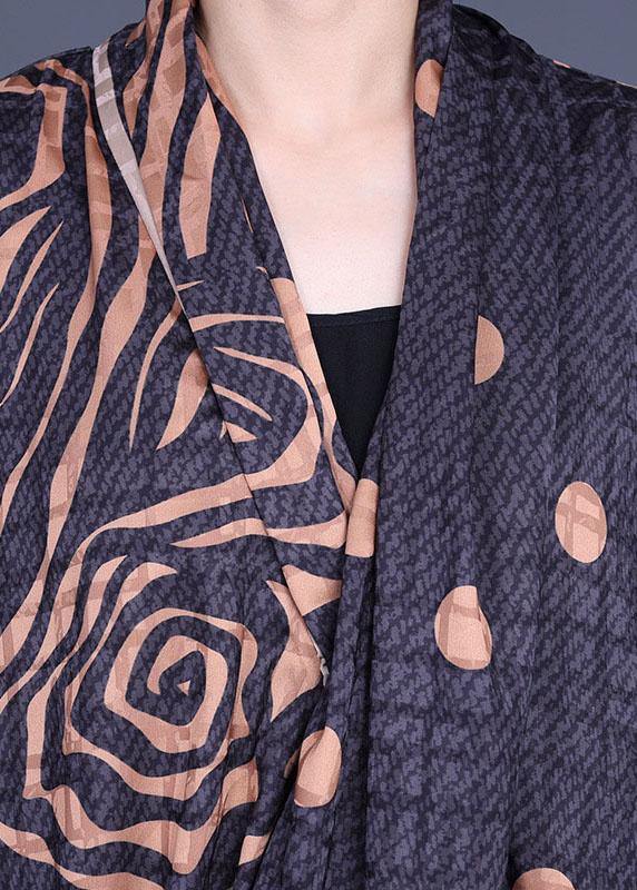 Fashion Khaki Print asymmetrical design Chiffon Dresses Summer - SooLinen
