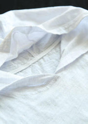 Fashion White Hooded Asymmetrical Design Summer Cotton Top Sleeveless - SooLinen