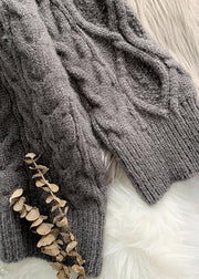 Fashion o neck baggy Sweater dress outfit Moda dark gray Mujer knit dresses - SooLinen