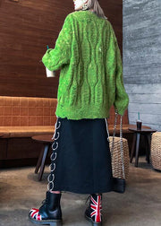 Fashion winter green sweaters plus size o neck patchwork Hole knit blouse - SooLinen