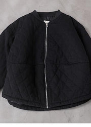 Fine black coat plus size clothing stand collar winter outwear - SooLinen