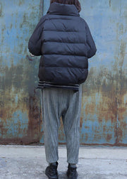 Fine black short outwear plus size clothing down jacket stand collar winter outwear - SooLinen