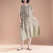 Fine cotton maxi dress plus size Short Sleeve Pockets Summer Casual Dress