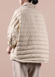 Elegant plus size down jacket overcoat red lapel pockets goose Down coat - SooLinen